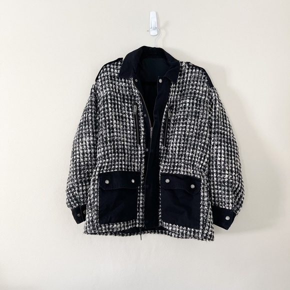 THE KOOPLES Garden Tweedy Pockets Full Zip Black Gray Jacket Small - Picture 4 of 8